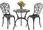 Outdoor Bistro Set 3 Piece Patio Bistro Set with Umbrella Hole, Weather Resistant Bistro Table and Chairs Set of 2 for Porch Garden, Bronze