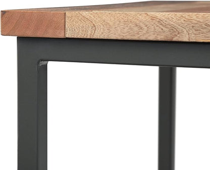 SIMPLIHOME Skyler SOLID MANGO WOOD and Metal 22 inch Wide Square Industrial End Table in Natural for the Living Room and Bedroom