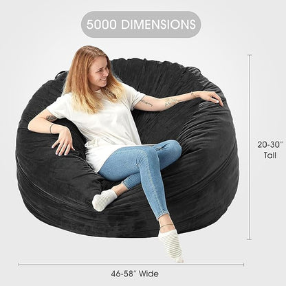 HABUTWAY Bean Bag Chair: Giant 5' Memory Foam Furniture Bean Bag Chairs for Adults with Microfiber Cover 5Ft (Black)