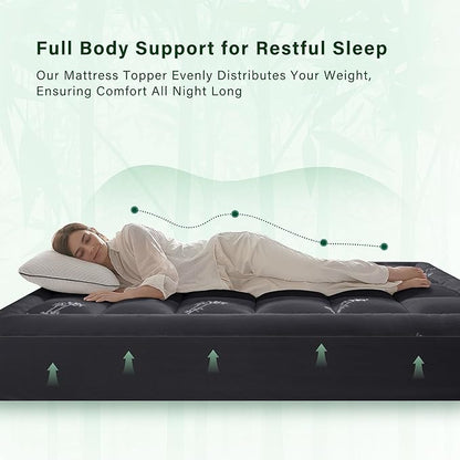 Anluoer Memory Foam Mattress Topper Twin for Back Pain, Rayon Derived from Bamboo Pillow Top Mattress Topper for Hot Sleepers,Cooling Mattress Pad with 8-21" Deep Pocket, 39x75 Inches, Dark Grey