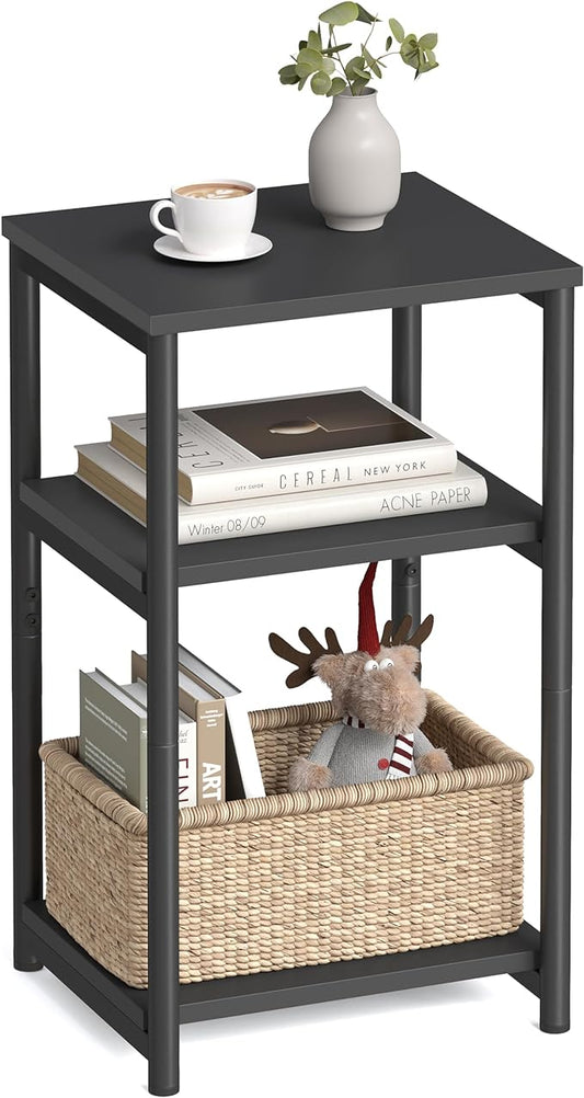 VASAGLE Side Table, Small End Table, Tall Nightstand for Living Room, Bedroom, Office, Bathroom, Classic Black ULET273B16