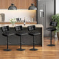 Furniliving Upholstered Bar Stools Set of 4, Faux Leather Swivel Bar Stools with Back, Adjustable Counter Height Barstools for Kitchen Island, Dining Space, Black