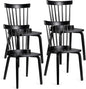 Unovivy Wood Dining Chairs Set of 4, Farmhouse Spindle Back, Widen Seat, Modern Mid-Century Country Style, for Living Room Restaurant, Black