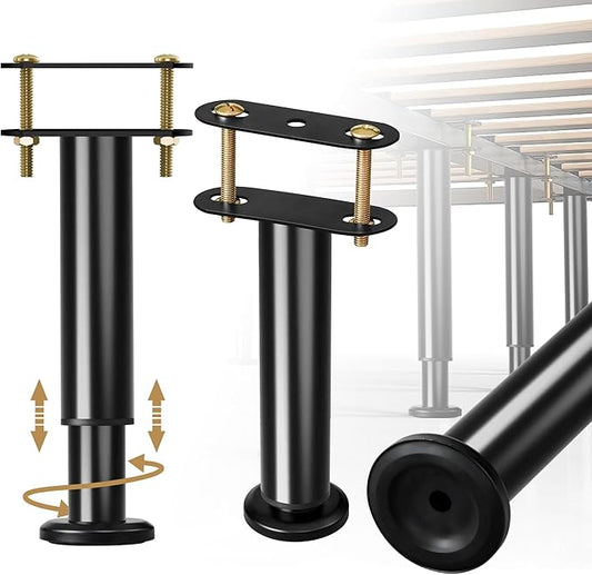 Adjustable Bed Frame Center Support Legs, Heavy Duty Cold Rolled Steel Bed Slat Support Legs with Wider Base, Bed Frame Leg Replacement, Furniture Support Reinforcement Kit (Height 5in to 7.8in) 2PCS