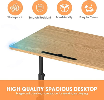 Klvied Small Standing Desk Adjustable Height for Sitting and Standing, Portable Laptop Table for Walking Pad,Oak