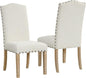 HomePop Home Decor | Classic Upholstered Parsons Dining Chairs | Curver Top Dining Chairs with Nailhead Trim, Vanilla Cream Textured Woven (Set of 2)