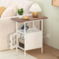 Farmhouse Narrow Side Table with Charging Station - 3-Tier End Table with USB & Outlets Compact Bedside Storage Table for Small Spaces, Multi-Functional Accent Table for Bedroom, Couch Corner Entryway