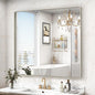 40x36 Inch Brushed Nickel Bathroom Mirror, Brushed Silver Metal Framed Wall Mirror, Rounded Corner Rectangle Modern Vanity Mirror, Tempered Glass, Anti-Rust, Shatterproof (Horizontal/Vertical)