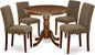East West Furniture ANAB5-MAH-18 5 Piece Dining Table Set for 4 Includes a Round Kitchen Table with Pedestal and 4 Coffee Linen Fabric Upholstered Chairs, 36x36 Inch, Mahogany
