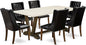 East West Furniture V727FO749-7 7 Piece Dining Table Set Consist of a Rectangle Dining Room Table with V-Legs and 6 Black Faux Leather Parsons Chairs, 40x72 Inch, Multi-Color