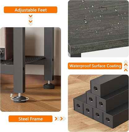 Furologee TV Stand, 43 Inch Entertainment Center with 3-Tier Storage Shelves, Industrial Media Console Table for TVs up to 50 Inch, Television Stands for Living Room, Bedroom, Light Black Oak