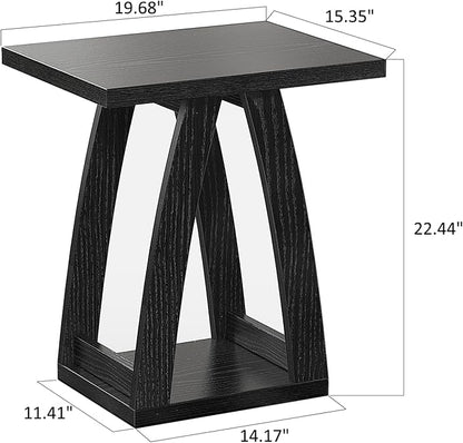 End Tables Living Room, Side Table Beside Sofa, Nightstand for Bedroom, Couch Side Table with Shelf, Modern End Table for Living Room, Black End Table