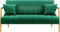 Yaheetech 56.5" W Modern Sofa Small Sofa Luxurious Velvet Fabric Couch with Gold-Tone Metal Arms and Legs for Living Room, Home Office, Studio Green