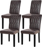 VECELO Upholstered Dining Chairs Set of 4, Modern PU Leather Accent Parsons, Solid Wood Legs w/Rubber Footpads, for Living Room Kitchen, Coffee