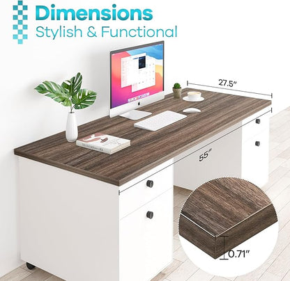 Kaboon Universal Tabletop 55"x27.5", Solid One-Piece Melamine Table Top, Double Desk L-Desk DIY, Home and Office Countertop,Eucalyptus