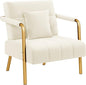 Yaheetech 30" W Modern Sofa Small Sofa Luxurious Velvet Fabric Couch with Gold-Tone Metal Arms and Legs for Living Room, Home Office, Studio Beige