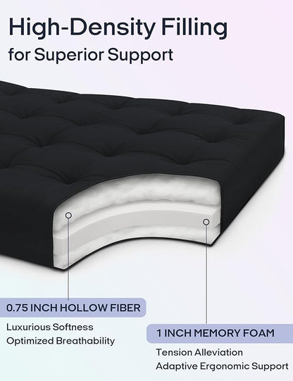 Syrinx Japanese Floor Futon Mattress, Foldable Tatami Sleeping Pad for Adults & Kids, Roll-Up Floor Bed or Bench Cushion
