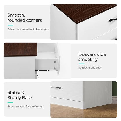 LINSY HOME 8 Drawer Dresser for Bedroom, 54" Wide Chest of Drawers, Modern TV Stand Dressers with Wood Frame and Metal Handles, Large Drawer Organizer for Bedroom, Living Room, White