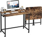 JSB Small Folding Computer Desk with Storage Bag and Hook Writing Modern Industrial Work Table Laptop for Home Office White (Rustic & Brown, 31.5")