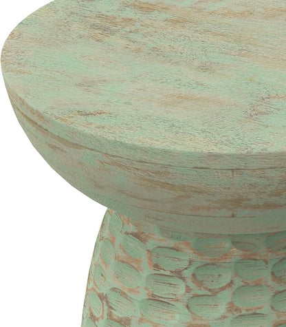 SIMPLIHOME Boyd 13-inch Wide Solid Mango End Table in Green Wash, Contemporary-Style Accent Table for Living Room, Bedroom, or Family Room, Assembled