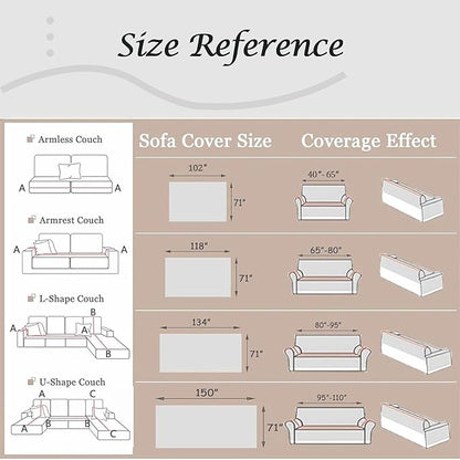 Couch Cover for Dogs Washable Sofa Cover, Sectional Couch Covers, Sofa Covers for 2 Cushion Couch, Non Slip Stripe Sofa Slipcovers Furniture Protector, Couch Protector from Cat Claws, Light,75''x102''