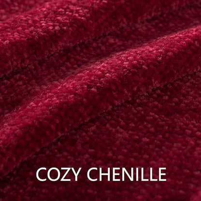 Chenille Throw Blanket for Couch 60"X 80" Twin, Soft Cozy Throws with Fringe Tassel for Bed Sofa Chair Cover, Lightweight Knitted Decorative Boho Blankets for Living Room, Red