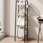 Ladder Shelf, Bookshelf Bookcase, Freestanding Corner Storage Shelve with 2 Hooks for Home Office, Living Room, Kitchen, Bedroom, Industrial, 4-Tier Rustic Brown BC13201B