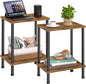 End Table,Small Side Table,2-Tier Nightstand with Storage Shelf,Sofa Bedside Table for Small Spaces in Living Room,Bedroom, Office,Stable Frame,Easy Assembly,Rustic Brown
