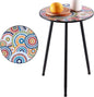 1 Pack Metal Mosaic Round Side Table 13.4" Small End Corner Tables for Patio Round Accent Garden Table for Small Spaces for Garden, Balcony, Plant Stand Indoor Outdoor