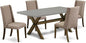 East West Furniture X797FL716-5 5 Piece Dining Table Set for 4 Includes a Rectangle Kitchen Table with X-Legs and 4 Dark Khaki Linen Fabric Parson Dining Chairs, 40x72 Inch, Multi-Color