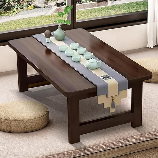Japanese Floor Sitting Table, Folding Wood Tea Table Chabudai Japanese Coffee Table Low Table for Living Room Home Tatami Office (A 47.2 * 19.6 * 13.7 INCH)