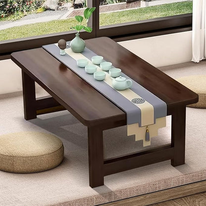 Japanese Floor Sitting Table, Folding Wood Tea Table Chabudai Japanese Coffee Table Low Table for Living Room Home Tatami Office (A 31.5 * 15.7 * 11.8 INCH)