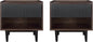 Manhattan Comfort Duane Modern Ribbed Nightstand Set of 2, Bedside Table with Full Extension Drawer and Open Shelf, Industrial Chic Living Room and Bedroom Furniture, Black