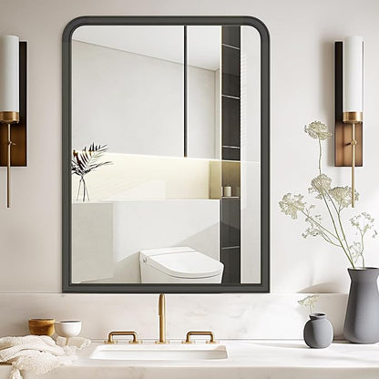 WallBeyond Black Wood Bathroom Mirrors for Wall Mounted, 30" x 40" Rustic Wood Frame Wall Mirrors Decorative for Living Room or Bedroom Vanity Mirror (Horizontal/Vertical Black)