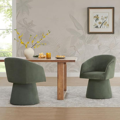 Swivel Dining Chairs Modern Accent Armchair Side Deskchair for Diningroom Vanity Bedroom Livingroom Reading Room,Green,2 Box