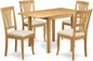 East West Furniture NDAV5-OAK-C 5 Piece Modern Dining Table Set Includes a Rectangle Wooden Table with Dropleaf and 4 Linen Fabric Dining Room Chairs, 30x48 Inch, Oak
