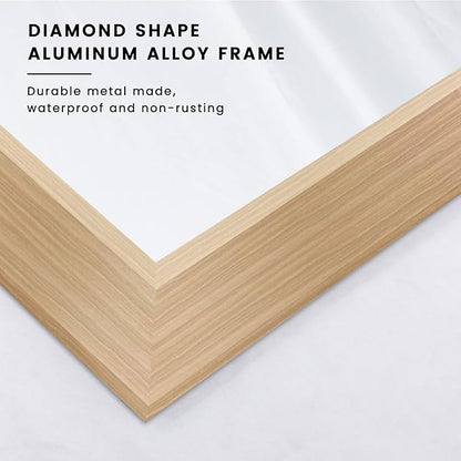 Amorho 72 X36 Inch Bathroom Mirror for Wall, Oak Wood Grain Metal Framed Mirror, Anti-Rust, Hang Horizontally/Vertically, Suitable for Bedroom, Farmhouse, Bathroom, Decorative
