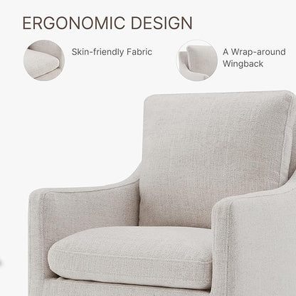 Upholstered Dining Chairs with Casters No Assembly Modern Accent Armchair with Rollers for Diningroom Bedroom Livingroom Reading Room,Linen,2 Boxs