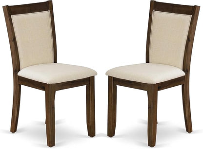 East West Furniture DLMZ5-AWA-32 5 Piece Dining Room Furniture Set Includes a Round Kitchen Table with Dropleaf and 4 Parson Chairs, 42x42 Inch, Antique Walnut