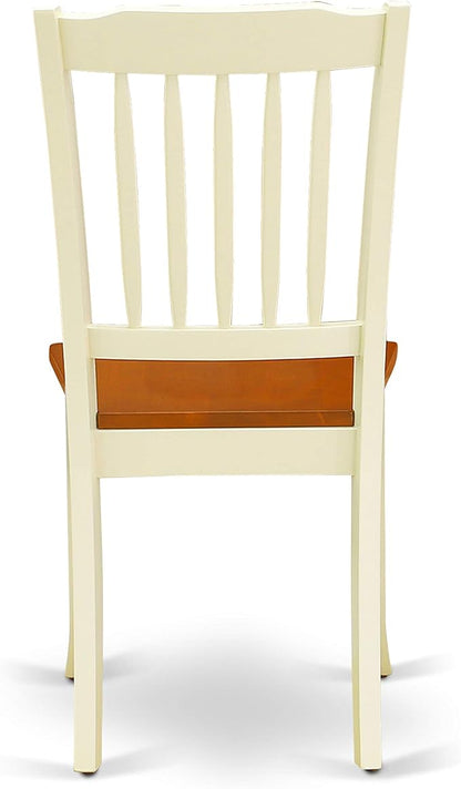 East West Furniture MZDA3-WHI-W 3 Piece Dining Table Set for Small Spaces Contains a Rectangle Dining Room Table with Dropleaf and 2 Wooden Seat Chairs, 36x54 Inch, Buttermilk & Cherry
