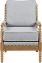 Madison Park Donohue Midcentury Modern Accent Chairs Padded Solid Wood Armrest and Frame Oakwood Finish, Upholstered Seat, Bedroom, Family or Living Room, 25.5" W x 32" D x 35.75" H, Light Blue
