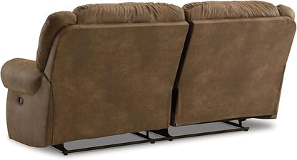 Signature Design by Ashley Boothbay Classic Faux Leather 2 Seat Manual Reclining Sofa, Dark Brown