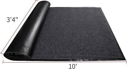 TANYOYO 3' X 10' Commercial Grade Door Floor Mat Brush Step Entrance Mat Vinyl Backed Utility Doormat Heavy Duty Floor Rugs Commercial Outdoor Carpet Indoor Entrance Mat，Grey