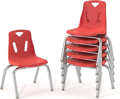 Berries Jonti-Craft 8148JC6008 Stacking Chairs with Chrome-Plated Legs, 18" Height, Red, Pack of 6