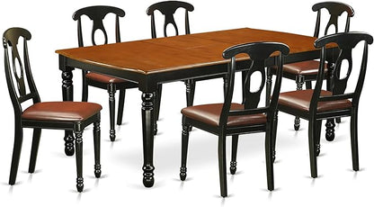 East West Furniture DOKE7-BCH-LC 7 Piece Dining Room Furniture Set Consist of a Rectangle Wooden Table with Butterfly Leaf and 6 Faux Leather Upholstered Chairs, 42x78 Inch, Black & Cherry