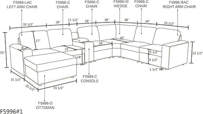 Modular Sectional Sofa Living Room Ottoman, U-Shaped Modern Couches for Living Room, Bedroom, Office