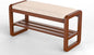 Solid Wood Shoe Rack, 2 Tier Shoe Storage Bench with Cushion Seat, 10 Pair Shoe Organizer for Entryway, Cherrywood, 39 Inch