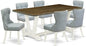 East West Furniture V077SI215-7 7 Piece Dining Room Furniture Set Consist of a Rectangle Dining Table with V-Legs and 6 Baby Blue Linen Fabric Parsons Chairs, 40x72 Inch, Multi-Color