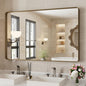 WEER 48x30 Inch Bronze Bathroom Mirror for Vanity, Brushed Bronze Metal Frame Mirror for Wall, Rounded Rectangle Bronze Frame Mirror with Tempered Glass, Anti-Rust (Horizontal/Vertical)