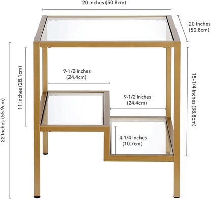 Henn&Hart 20" Wide Square Side Table in Brass, Table for Living Room, Bedroom